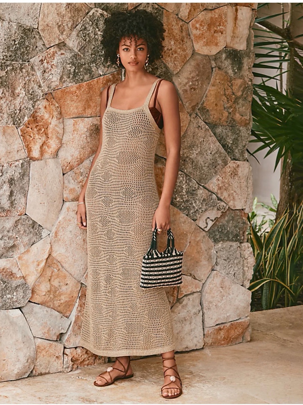 NEW LOFT Beach Shimmer Pointelle Sweater Maxi Swimsuit Coverup